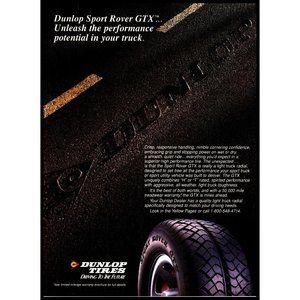 1995 Dunlop Tires Sport Rover GTX Tire Vintage Print Ad Black Asphalt Wall Art